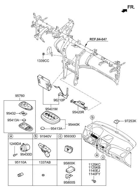 2014 Hyundai Tucson Tell-Tail Lamp Assembly Diagram for 95930-2S000