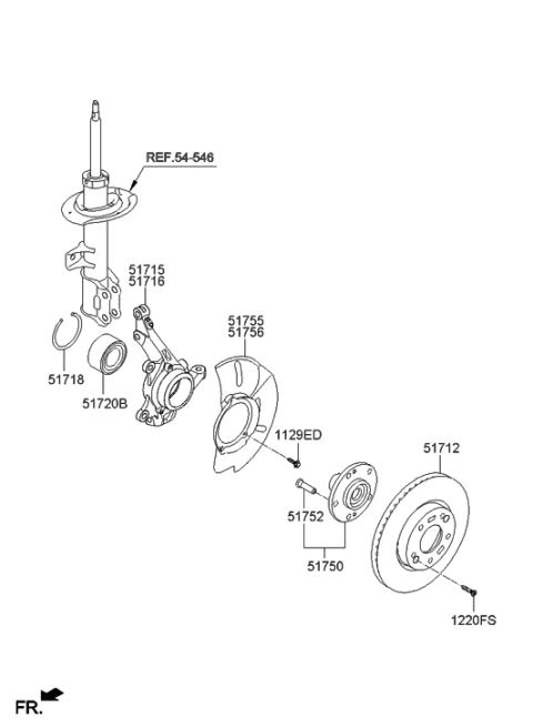 2014 Hyundai Tucson Knuckle-Front Axle,RH Diagram for 51716-2S500