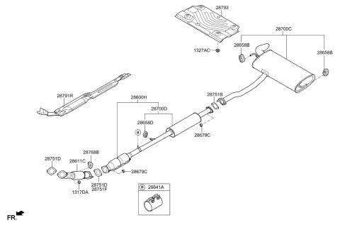 2014 Hyundai Tucson Front Muffler Assembly Diagram for 28610-2S830