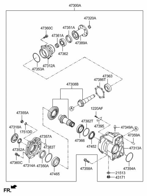 2014 Hyundai Tucson Transfer Assembly Diagram for 47300-3B630