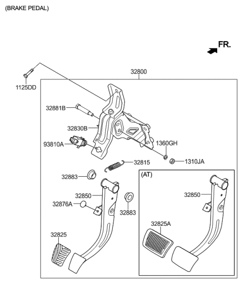 2014 Hyundai Tucson Pedal Assembly-Brake & Clutch Diagram for 32800-2S105