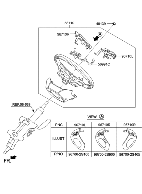 2014 Hyundai Tucson Steering Wheel Assembly Diagram for 56100-2S770-9P