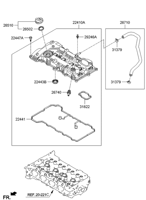 2014 Hyundai Tucson Hose Assembly-Breather Diagram for 26710-2E200
