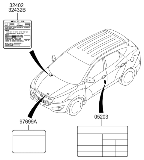 2014 Hyundai Tucson Label-1 Diagram for 32401-2ELB0
