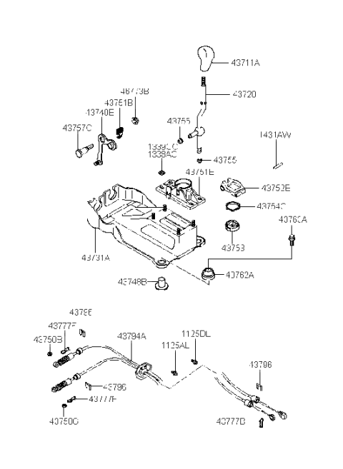 2001 Hyundai Accent Lever-Select Diagram for 43740-25200