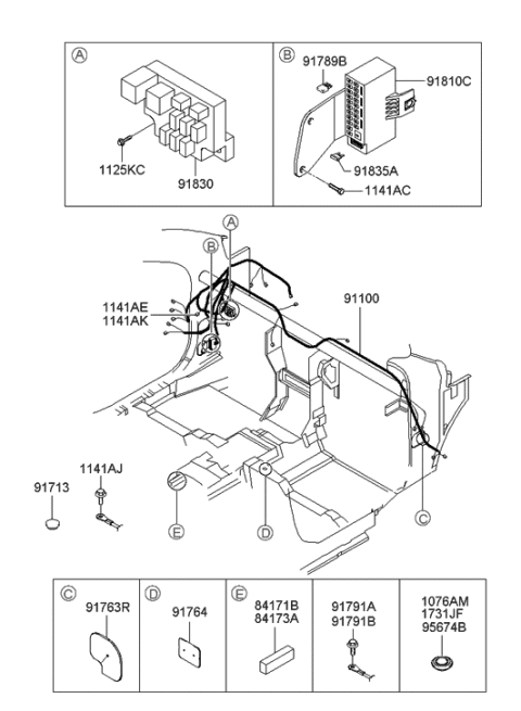 1999 Hyundai Accent Wiring Assembly-Main Diagram for 91100-25192