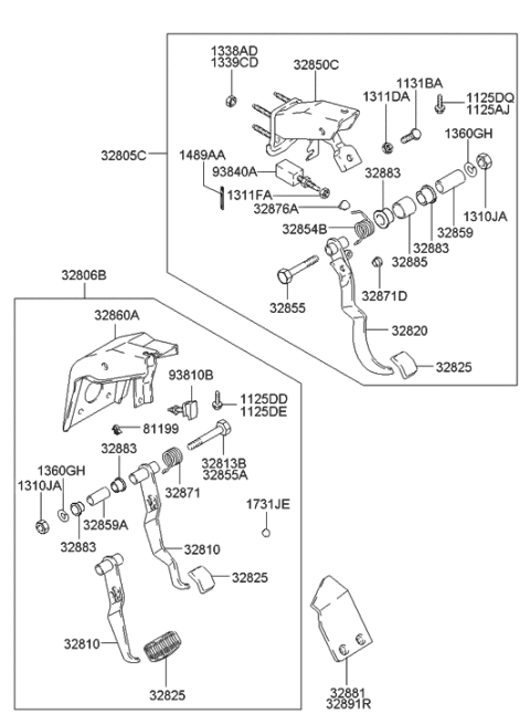 2001 Hyundai Accent Clutch & Brake Pedal Diagram