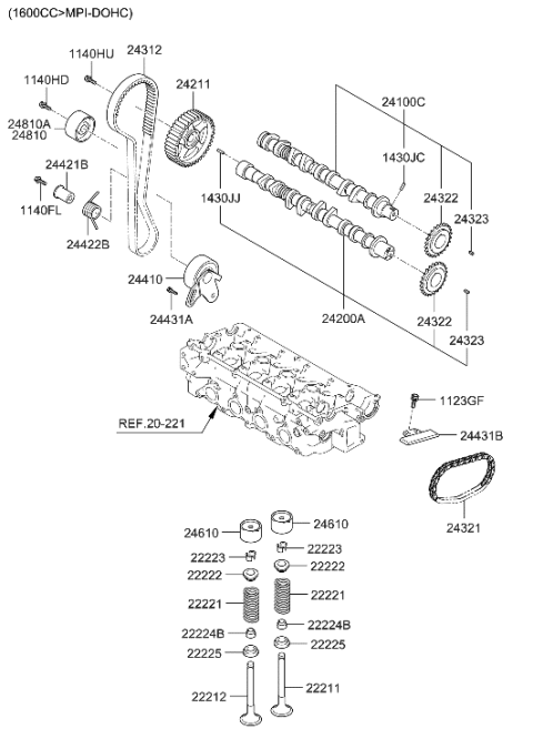 1999 Hyundai Accent Camshaft & Valve Diagram 2