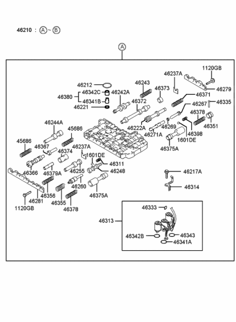 1999 Hyundai Accent Valve Assembly-Manual Diagram for 46267-22701