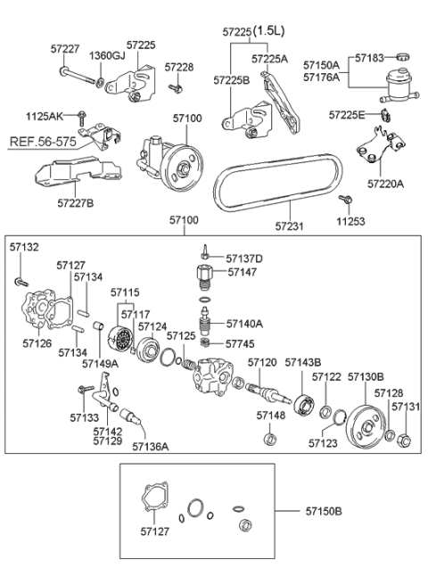 1999 Hyundai Accent Stay-Pump Support Bracket Diagram for 57227-25000