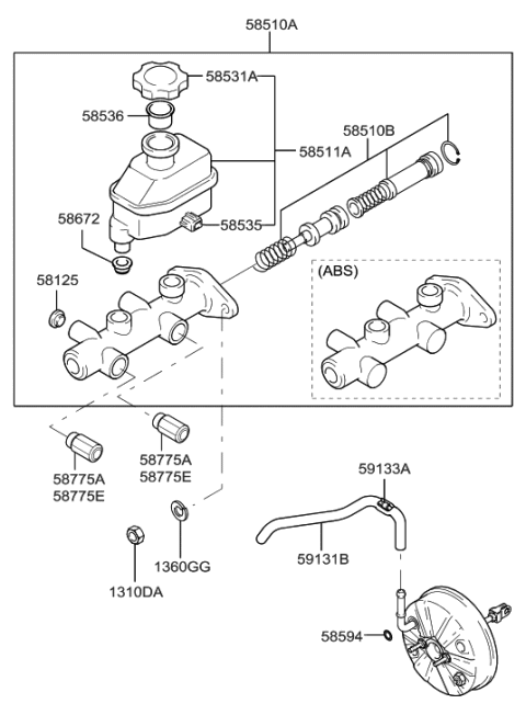 2003 Hyundai Accent Valve-Proportioning Control Diagram for 58775-25000