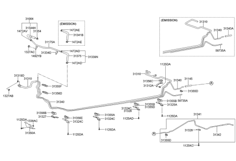 2001 Hyundai Accent Clamp-Fuel Tube Diagram for 31328-25000