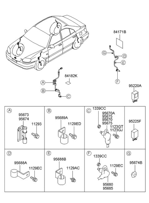2005 Hyundai Accent Sensor-Abs Rear Wheel ,RH Diagram for 95681-25100