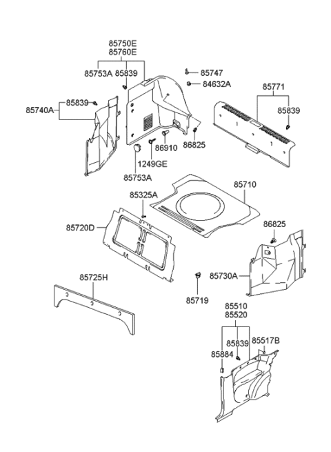 2006 Hyundai Accent Mat Assembly-Luggage Covering Diagram for 85710-25552