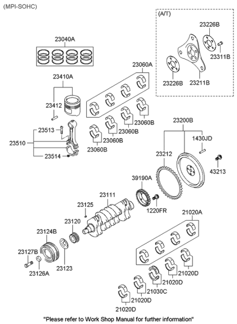 2003 Hyundai Accent Crankshaft & Piston Diagram 1