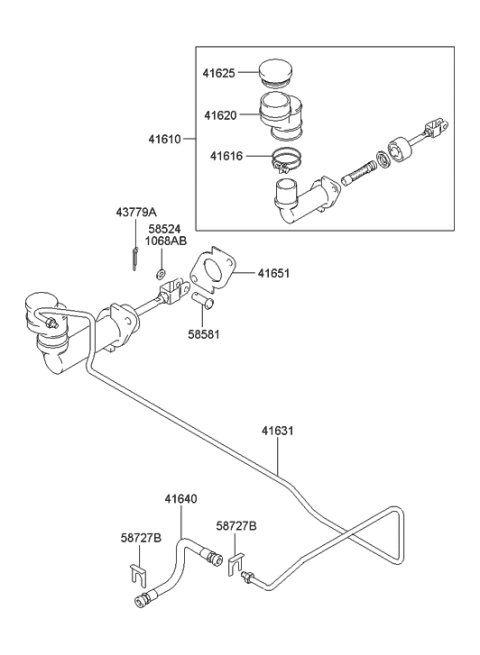 2002 Hyundai Accent Cylinder Assembly-Clutch Master Diagram for 41610-25013