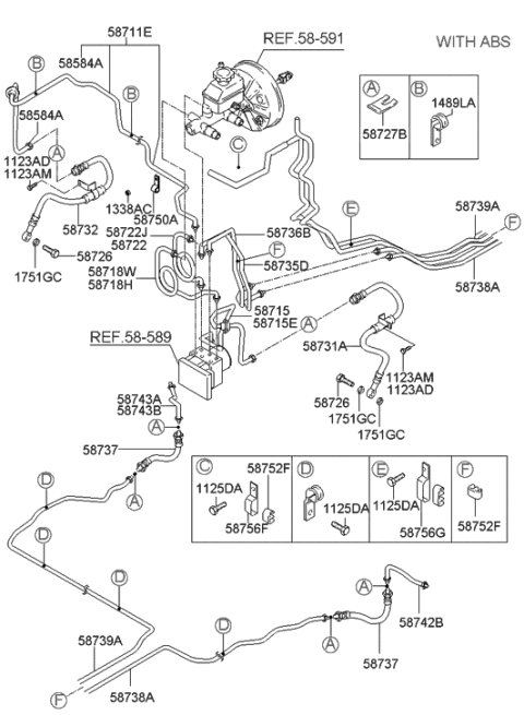 2002 Hyundai Accent Hose-Brake Front,LH Diagram for 58731-25000