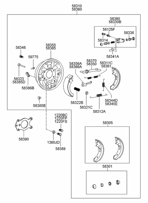1999 Hyundai Accent Brake Assembly-Rear,LH Diagram for 58310-25020