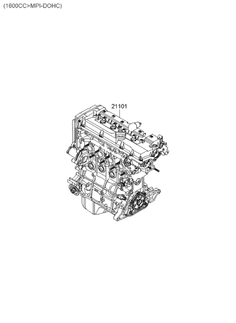 2006 Hyundai Accent Engine Assembly-Sub Diagram for 21101-22X00