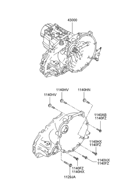 1999 Hyundai Accent Transmission Assembly-Manual Diagram for 43000-22755
