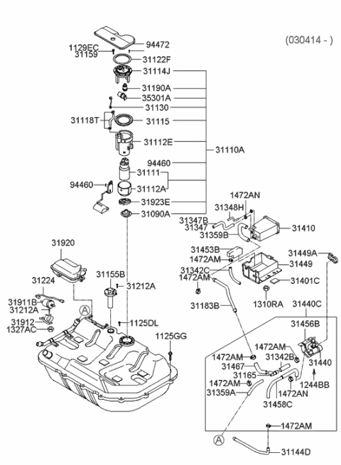2002 Hyundai Accent Hose Diagram for 31457-25750