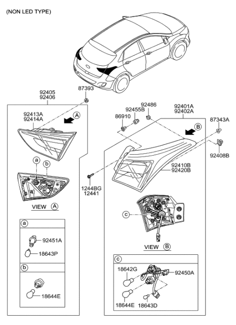 2013 Hyundai Elantra GT Lamp Assembly-Rear Combination,RH Diagram for 92402-A5010