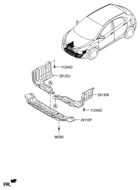 2014 Hyundai Elantra GT Panel Assembly-Under Cover,Front Diagram for 29110-A5000