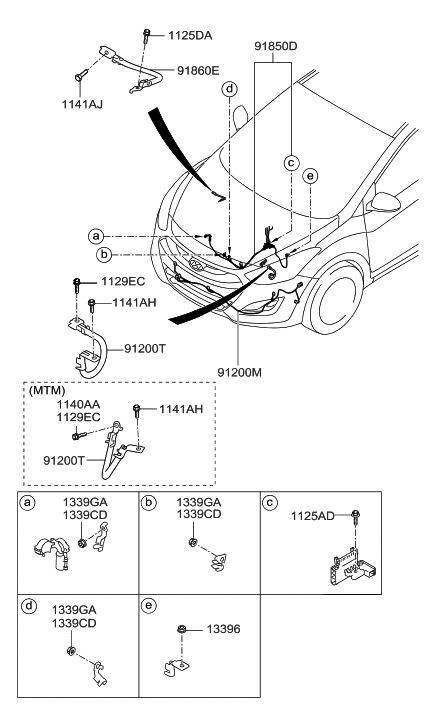 2014 Hyundai Elantra GT Wiring Assembly-Transmission Ground Diagram for 91865-A5020