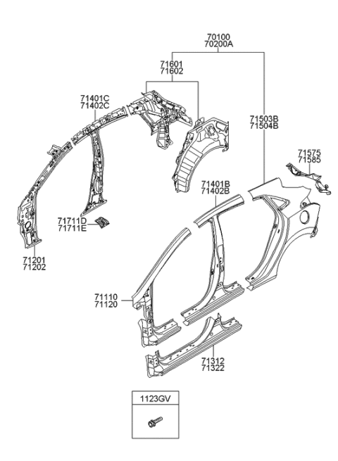 2014 Hyundai Elantra GT Pillar Assembly-Front Inner,LH Diagram for 71201-A5000