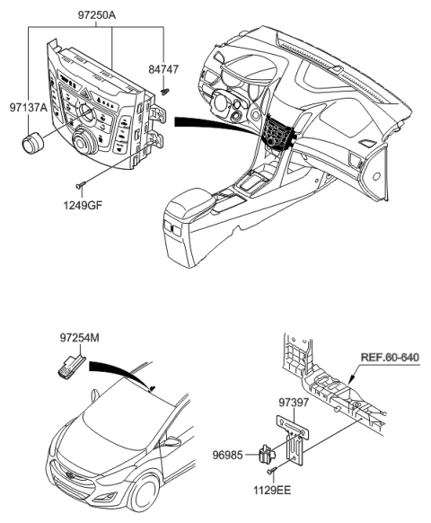 2013 Hyundai Elantra GT Heater Control Assembly Diagram for 97250-A5672