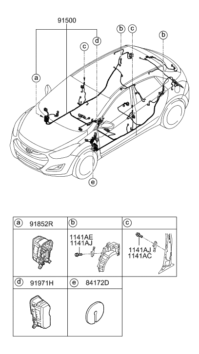 2013 Hyundai Elantra GT Wiring Assembly-Floor Diagram for 91530-A5394