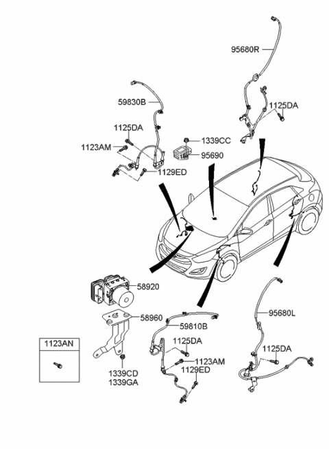 2013 Hyundai Elantra GT Abs Anti Lock Brake Pump Diagram for 58920-A5200