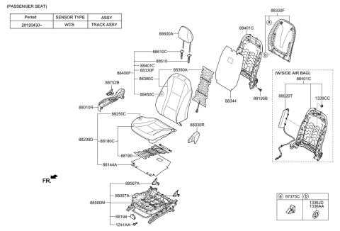 2013 Hyundai Elantra GT Front Passenge Side Seat Cushion Covering Diagram for 88260-A5430-SBL