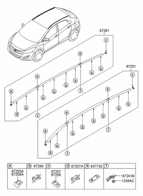 2014 Hyundai Elantra GT Roof Garnish & Rear Spoiler Diagram 1