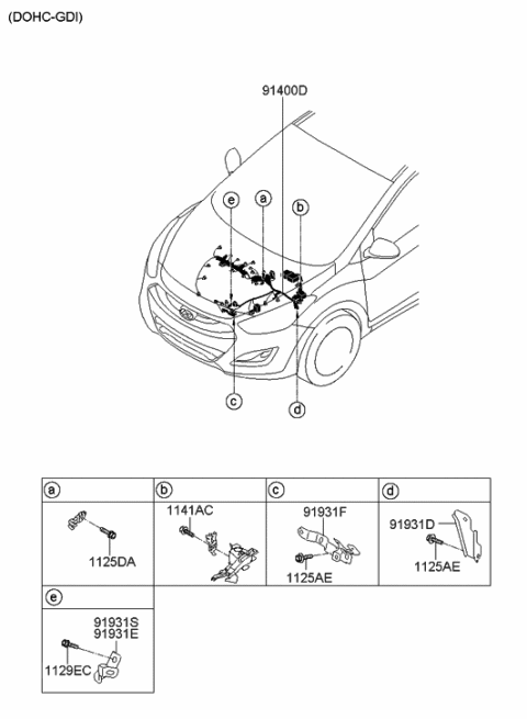 2013 Hyundai Elantra GT Wiring Assembly-Control Diagram for 91430-A5093