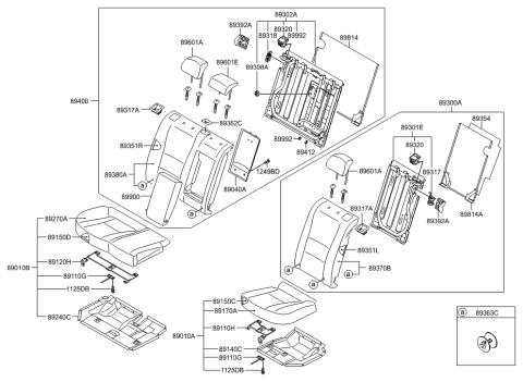 2013 Hyundai Elantra GT Headrest Assembly-Rear Seat Center Diagram for 89700-A5350-SBL