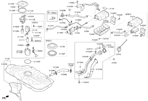 2014 Hyundai Elantra GT Wire-Canister Close Valve Extension Diagram for 31476-A5500