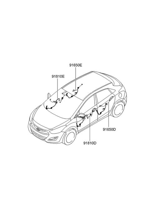 2014 Hyundai Elantra GT Wiring Assembly-Front Door(Passenger) Diagram for 91613-A5131