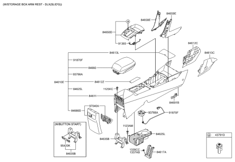 2014 Hyundai Elantra GT Console Assembly-Floor Diagram for 84610-A5410-RY