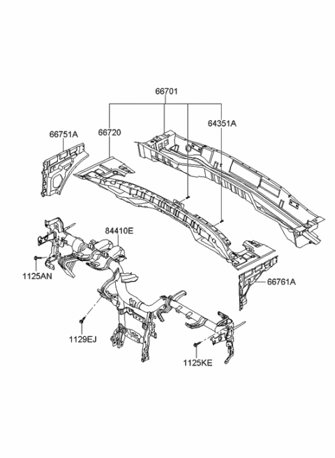 2005 Hyundai Sonata Reinforcement Assembly-Cowl Top Diagram for 66720-3K100