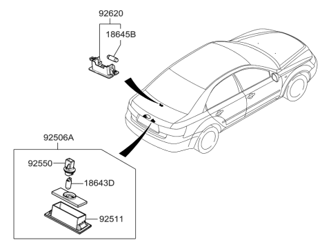 2005 Hyundai Sonata License Plate & Interior Lamp Diagram