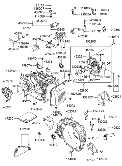 2005 Hyundai Sonata Auto Transmission Case Diagram