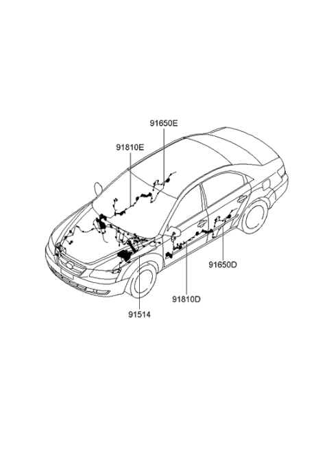 2005 Hyundai Sonata Wiring Assembly-Front Door(Passenger) Diagram for 91610-3K061