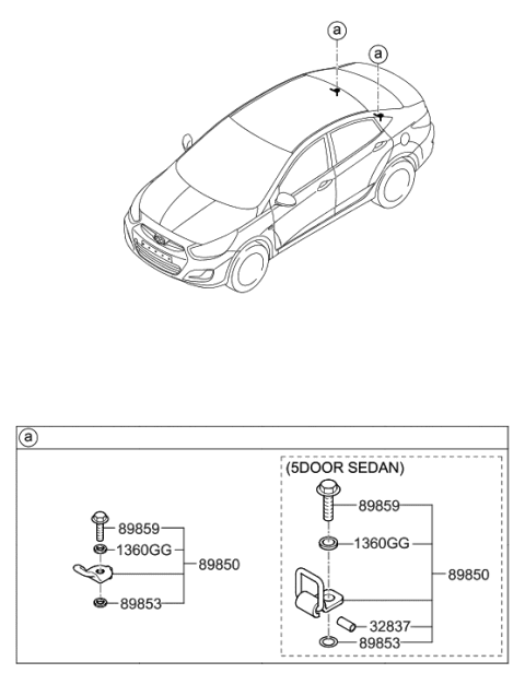 2017 Hyundai Accent Holder Assembly-Child Rest Hook Diagram for 89891-1R000