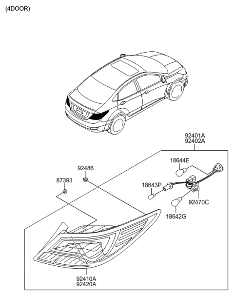 2016 Hyundai Accent Rear Combination Lamp Diagram 1
