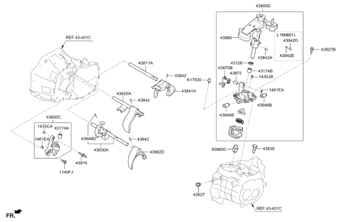 2015 Hyundai Accent Gear Shift Control-Manual Diagram