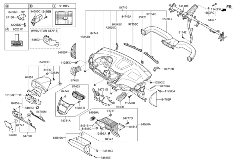 2015 Hyundai Accent Panel Assembly-Cluster Facia Diagram for 84830-1R010-RY