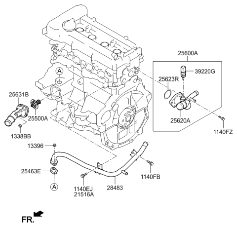 2015 Hyundai Accent Coolant Pipe & Hose Diagram