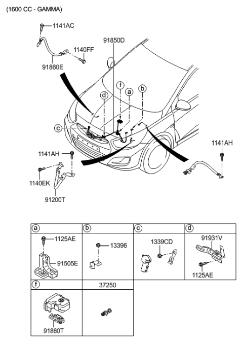 2015 Hyundai Accent Wiring Assembly-Battery Diagram for 91850-1R204