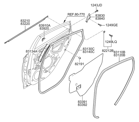 2015 Hyundai Accent Weatherstrip Assembly-Rear Door Belt Outside LH Diagram for 83210-1R000